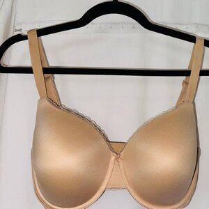 Calvin Klein Full Coverage Underwire T-Shirt Bra Womens Sz 36DD Beige Wide Strap